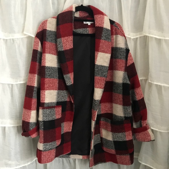 zara red plaid jacket